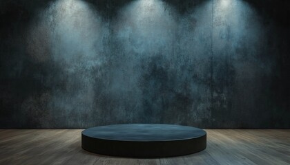 Dark platform podium, realistic podium for product showcase, Minimal background. podium background for presentation