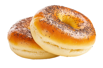 Poppy seed bagels studio shot, bakery product