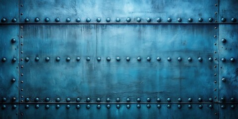 Fototapeta premium Deep Teal Metal Panel with Industrial Rivets A Textured Background for Design Projects