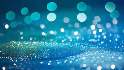 Aqua turquoise and teal green bokeh glitter sparkle background