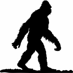 Fototapeta premium A large black and white drawing of a Bigfoot. The drawing is of a large animal with a long tail and a large head
