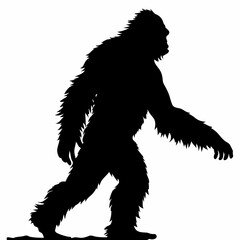 Fototapeta premium A large black and white drawing of a Bigfoot. The drawing is of a large animal with a long tail and a large head