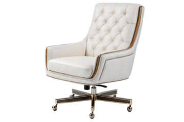 Empty office chair white leather luxurious senior executives for meeting room