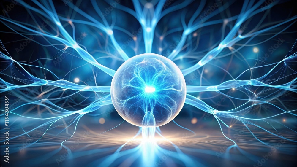 Poster illuminated neural network abstract representation of complex interconnections and energy flow