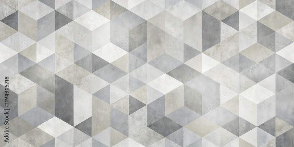 Poster abstract geometric pattern with textured triangles and cubes