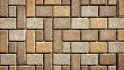 Obraz premium Textured Paving Stone Pattern A Detailed View of Interlocking Blocks in Neutral Tones