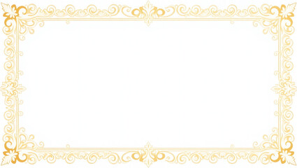 AI generative. Elements of ornate vintage frames. Border gold swirls motifs on white background. Design for wedding invitations, greeting cards, royal certificates., food menu. 89