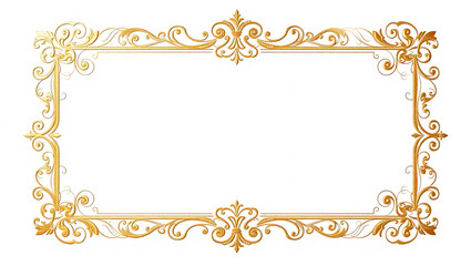 AI generative. Elements of ornate vintage frames. Border gold swirls motifs on white background. Design for wedding invitations, greeting cards, royal certificates., food menu. 110