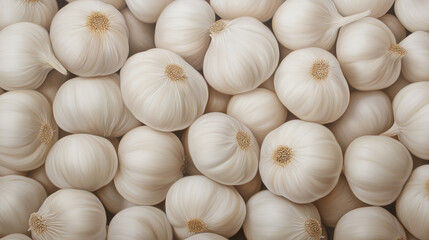 Garlic Cloves Close-Up: A macro photograph of a tightly packed group of garlic cloves, showcasing the intricate detail and ivory white color of these flavorful bulbs.