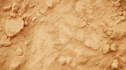 Dusty Trail Texture: Close-up view of a dirt trail, showcasing a rich tapestry of textures, from fine dust to larger rocks, creating a rough and uneven surface.  The warm.
