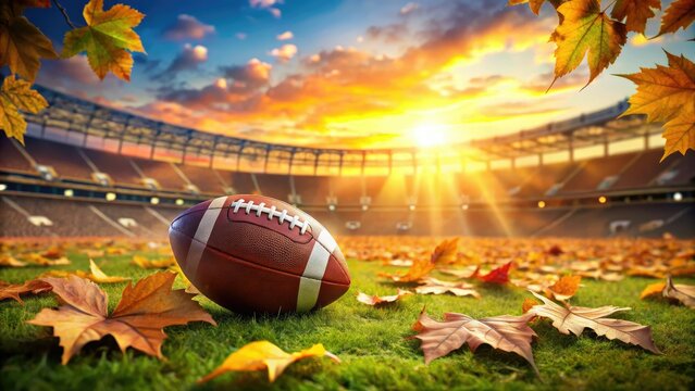 Season's end, a surreal football field; fallen leaves paint nature's last stand.