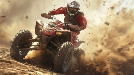 Adrenaline Rush: ATV Rider in Desert Storm