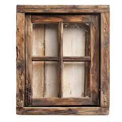 Natural wooden window isolated on transparent background