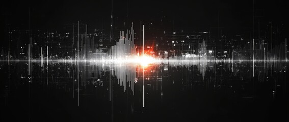 Abstract black and white digital artwork featuring light trails and textured patterns in a cosmic style	
