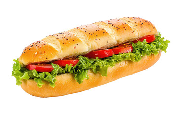 Veggie sub sandwich, studio shot, white background, food photography
