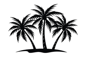 Silhouette of palm trees against a tropical sunset sky