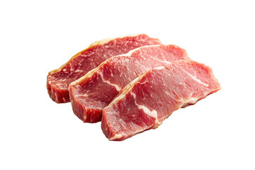 Fototapeta premium Three raw steaks, studio shot, white background, food photography