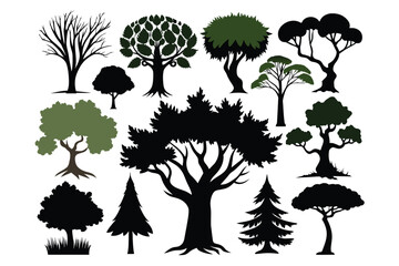 tree logo set illustration white background D.eps