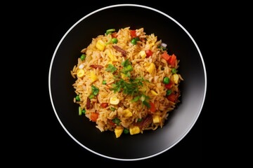 Fried rice plate food vegetable.