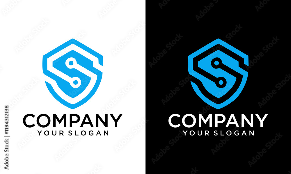 Fototapete abstract linear letter initial sc cs shield logo icon design modern minimal style illustration vecto