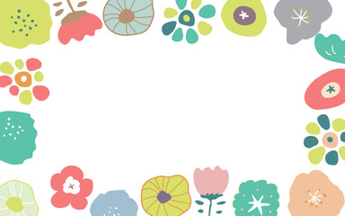 北欧風のお花のフレームE04　お花の四角いフレーム