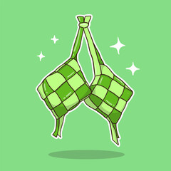 illustration cute cartoon food ketupat