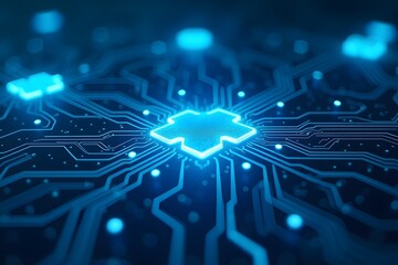 Abstract healthcare medical icons on blue innovation concept background