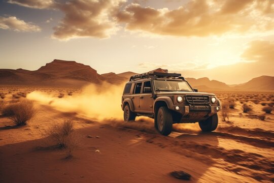 Fototapeta Offroad desert safari adventure outdoors vehicle.