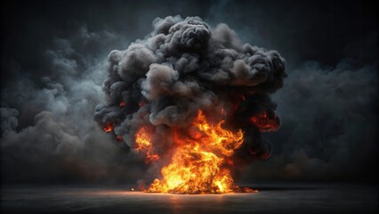 A Massive Inferno  Dark Smoke and Fiery Blaze Engulfing a Wide Expanse