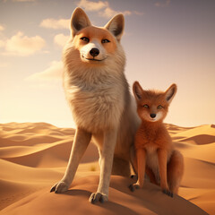 Majestic Desert Fox and Kit Wildlife Photography for Advertising Editorial and Nature Documentaries