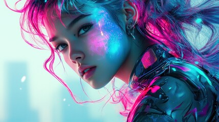 Cyberpunk Girl: Neon Dreamscape