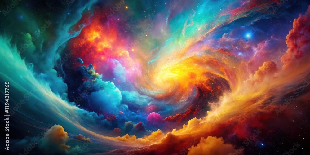 Fototapete a vibrant cosmic swirl of nebulae and celestial clouds in a breathtaking display of color and light