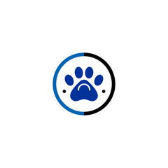 Blue Paw Print in Split Circle