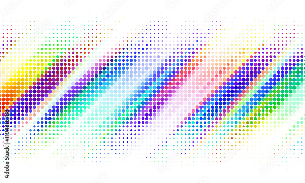 Poster White background with colorful dotted halftone pattern. Abstract design background