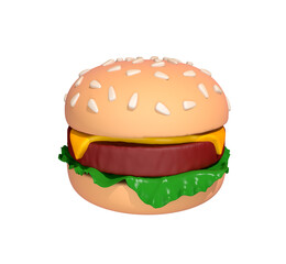 burger 3D icon. 3d rendering of cheeseburger isolated illustration on white background
