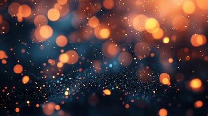 Abstract Festive Bokeh Background: Orange and Blue Sparkle Lights
