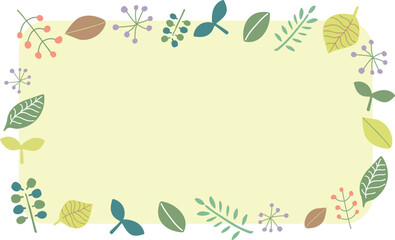北欧風のお花のフレームF06　葉っぱの四角いフレーム