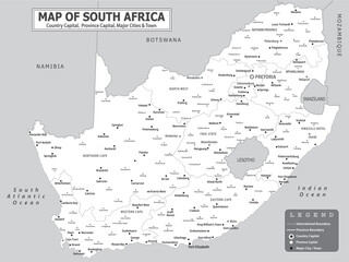 Obraz premium African Countries Geography Political map. Political map of country with capital, province or state capital, major cities and town.
