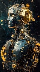 Golden Android: A Futuristic Robot Portrait
