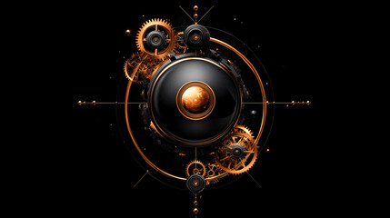 Abstract Gold and Black Gear Mechanism