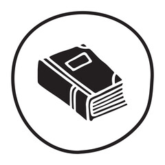 Doodle book icon hand drawn in flat style. Knowledge and education symbol painted in grunge freehand style. Vector illustration isolated on white background