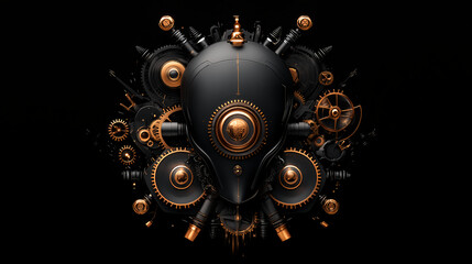 Steampunk Robot Head with Gears