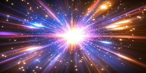Obraz premium Radiant Cosmic Burst with Vibrant Light Trails in Space