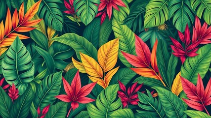 Lush green banana leaf pattern with intricate veins and vibrant colors, plant, foliage