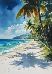 Obraz premium Watercolor of Tropical island