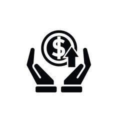 coin icon. money strengthens or rises in hand. money management vector, business and finance icon, showing continuous movement. Solid design style