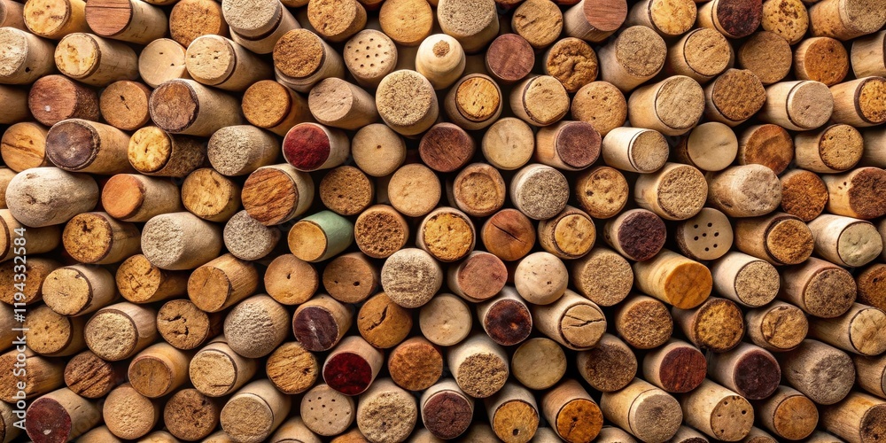 Aufkleber a collection of varied wine corks arranged in a close-up texture shot
