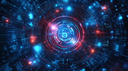 Digital security system, network protection, data encryption, abstract background, tech concept
