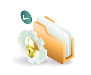 Folder data storage security gear lock