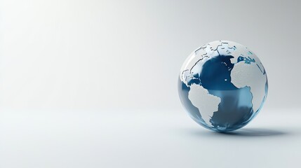 Fototapeta premium Glass globe showing Earth continents and oceans on white background.